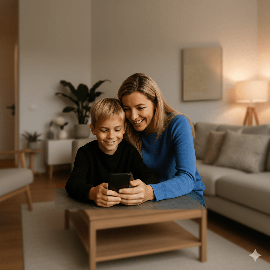 Parent et enfant utilisant Futur Génie ensemble